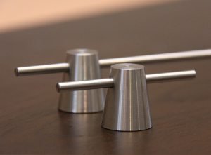 Photo of short BRIAR Steel Pull Handles in stainless steel by DYEHOUSE